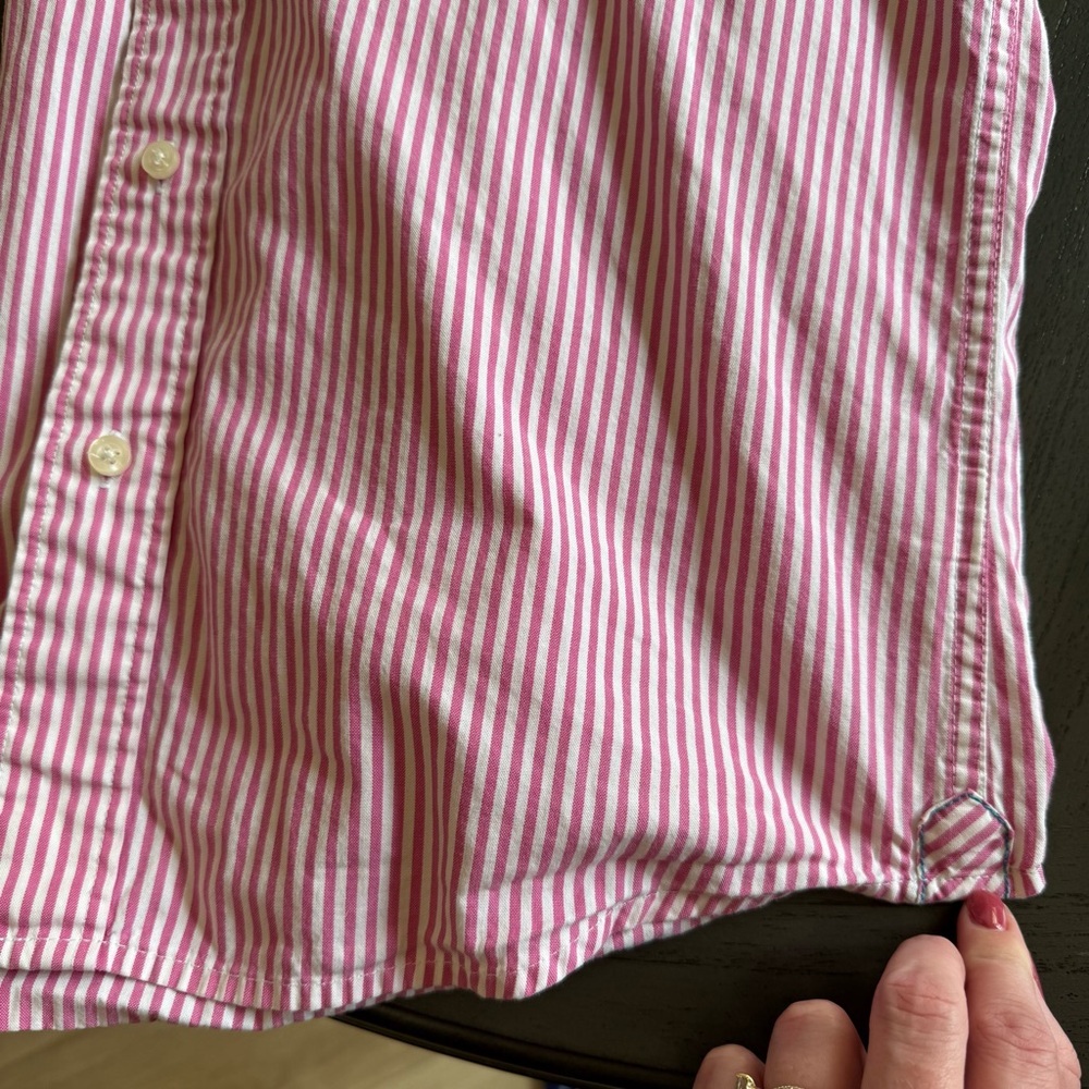 VTG American Eagle Y2K Preppy Pink Striped Button Down Shirt Old Money - Picture 7 of 9